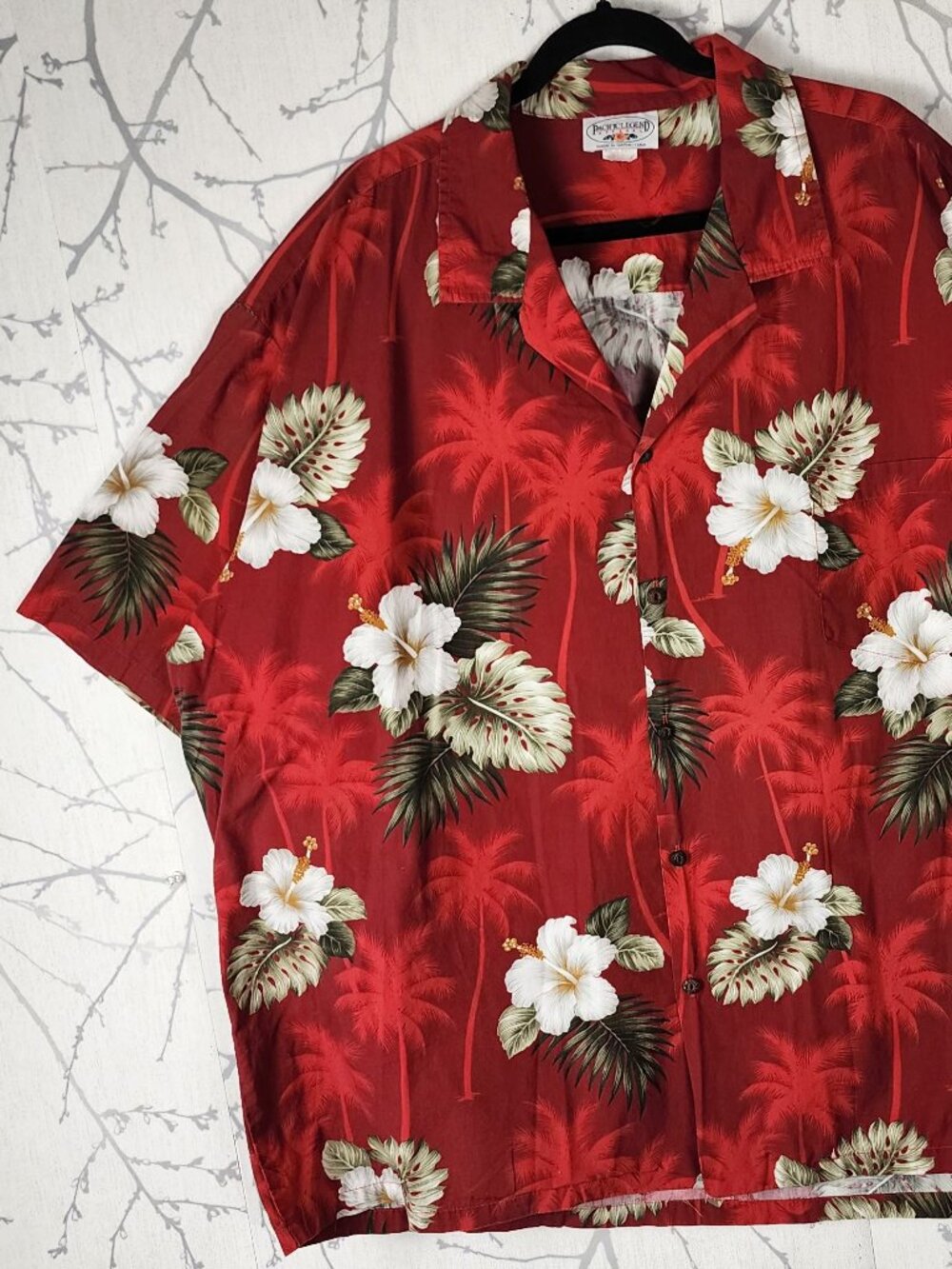 Pacific Legend Hibiscus Print Cotton Hawaiian Camp Shirt